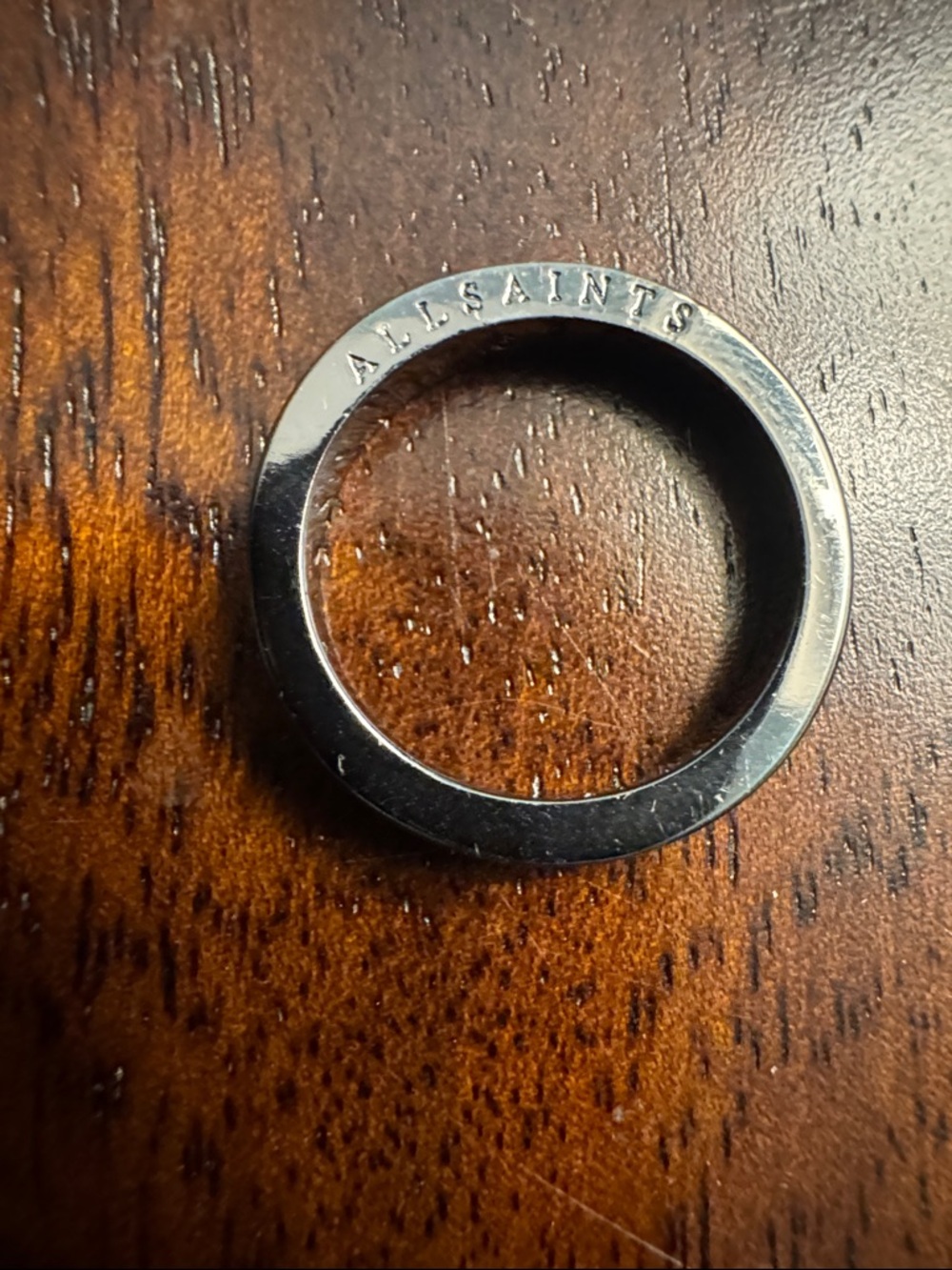 NWOT All Saints Black High-Gloss Rounded Band Ring